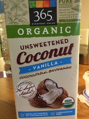 Unsweetened coconut vanilla beverage — pack