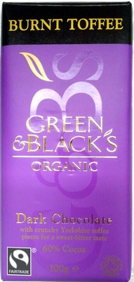 Green & black's organic chocolate bar dark with toffee — pack