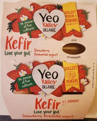 Yeo Valley Organic Kefir Strawberry Fermented Yoghurt — pack