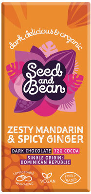 Zesty Mandarin & Spicy Ginger Extra Dark Chocolate Bar — pack