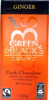 Green & black's organic chocolate bar ginger — pack
