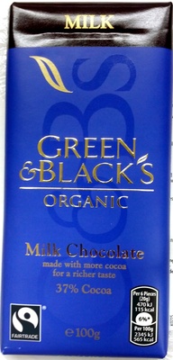 Green & black's organic chocolate bar milk chocolate — pack