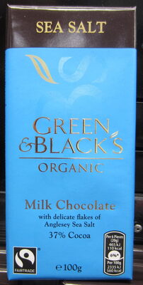 Green & black's organic chocolate bar milk chocolate with sea salt — pack