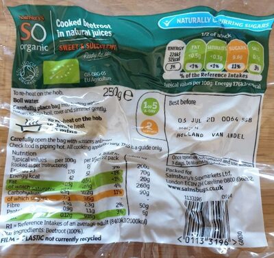 Organic cooked beetroot — pack