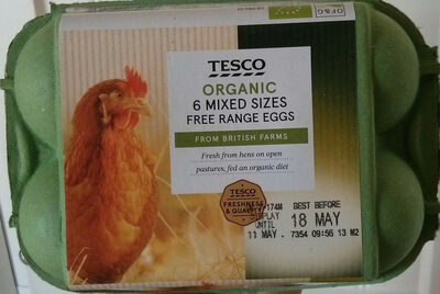 Organic 6 Mixed Sizes Free Range Eggs — pack