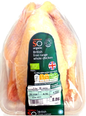 British free range whole chicken — pack