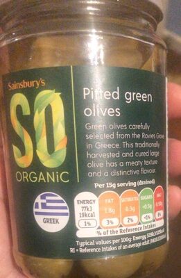 Pitted green olives — pack