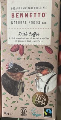 Organic Fairtrade chocolate dark coffee — pack