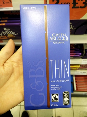 Green & black's organic chocolate bar milk chocolate — pack