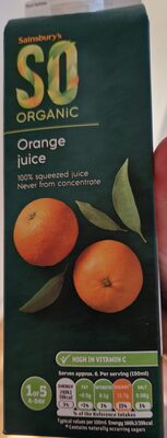 Organic orange juice — pack
