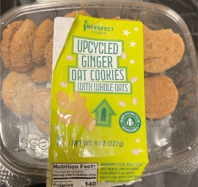 Upcycled ginger oat cookies with whole oats — pack