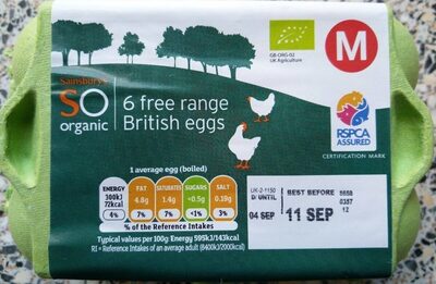 6 free range British eggs — pack