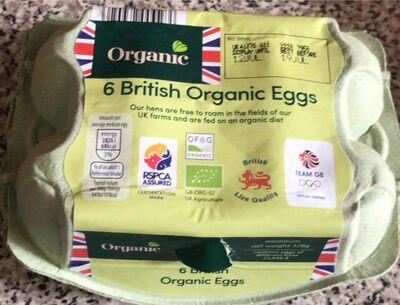6 British Organic Eggs — pack