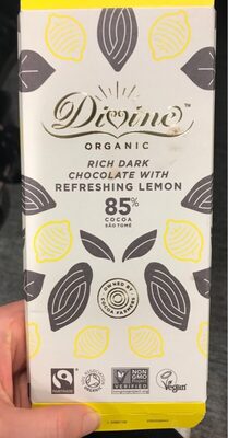 Divine Organic rich dark chocolate with refreshing lemon — pack
