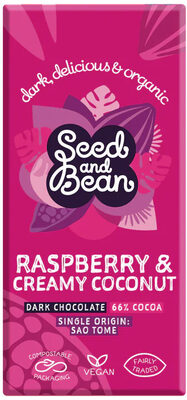 Raspberry & Creamy Coconut Extra Dark Chocolate Bar — pack
