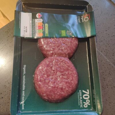 Organic 2 beef burgers — pack
