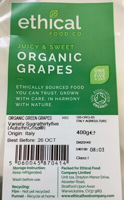 Ethical food co organic grapes — pack
