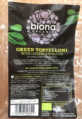 Green tortelloni with cheese & spinach — pack