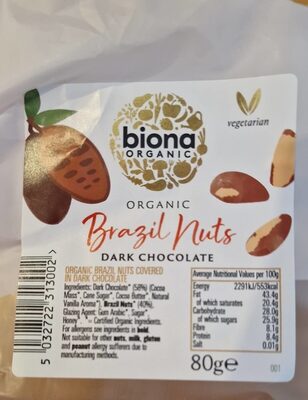 Brazil nuts dark chocolate — pack