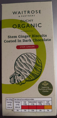 Duchy Organic Stem Ginger Biscuits Coated in Dark Chocolate — pack
