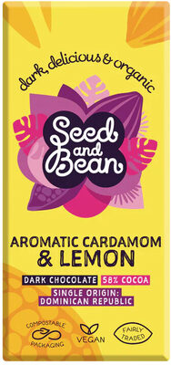 Aromatic Cardamom & Lemon Fine Dark Chocolate Bar — pack