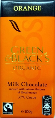 Green & black's organic chocolate bar milk chocolate orange — pack